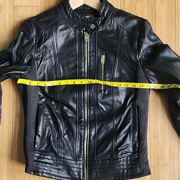 MK 100% Leather motto jacket L - Picture 10 of 13